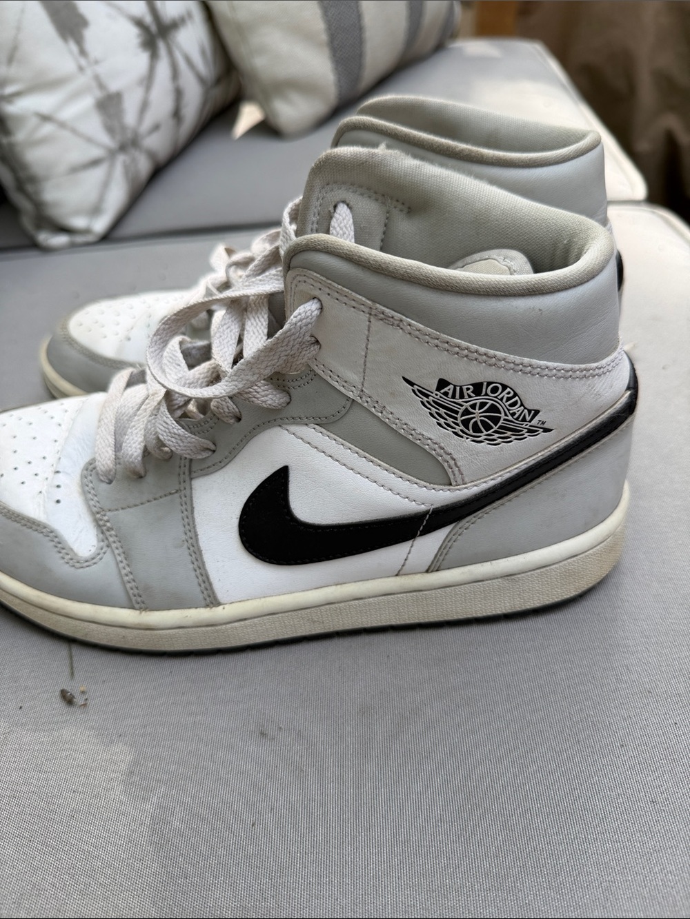 Jordan Women’s Mid-Top Sneakers in White, Light Gray, and Black